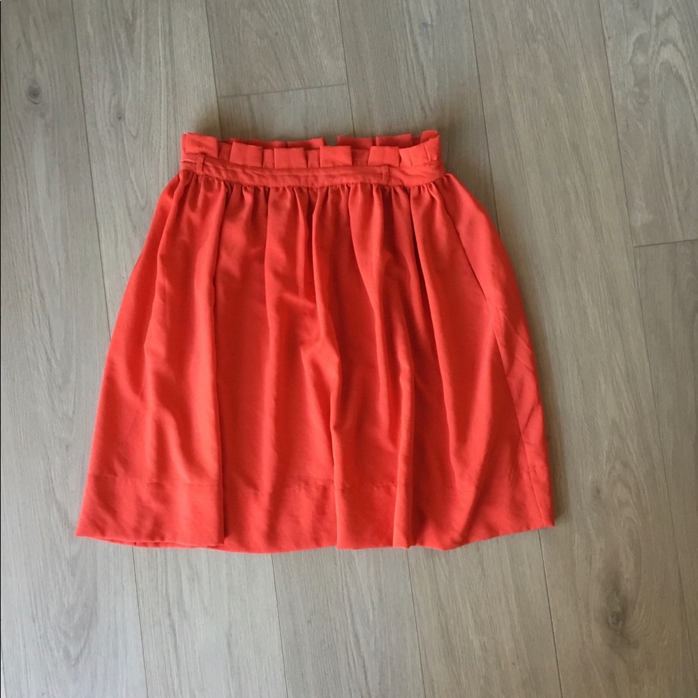 H&M Orange Knee Length Skirt With Pockets